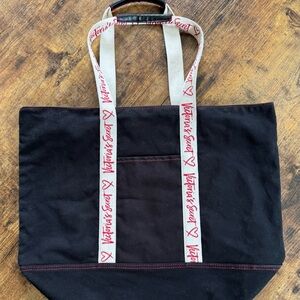 Victoria's Secret Black Canvas Tote with red signature